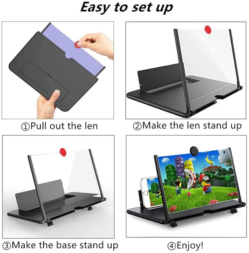  [AUSTRALIA] - 2 Pack 12 Inch HD Screen Magnifier for Cell Phone - Including Horizontal or Vertical Phone Screen Magnifier