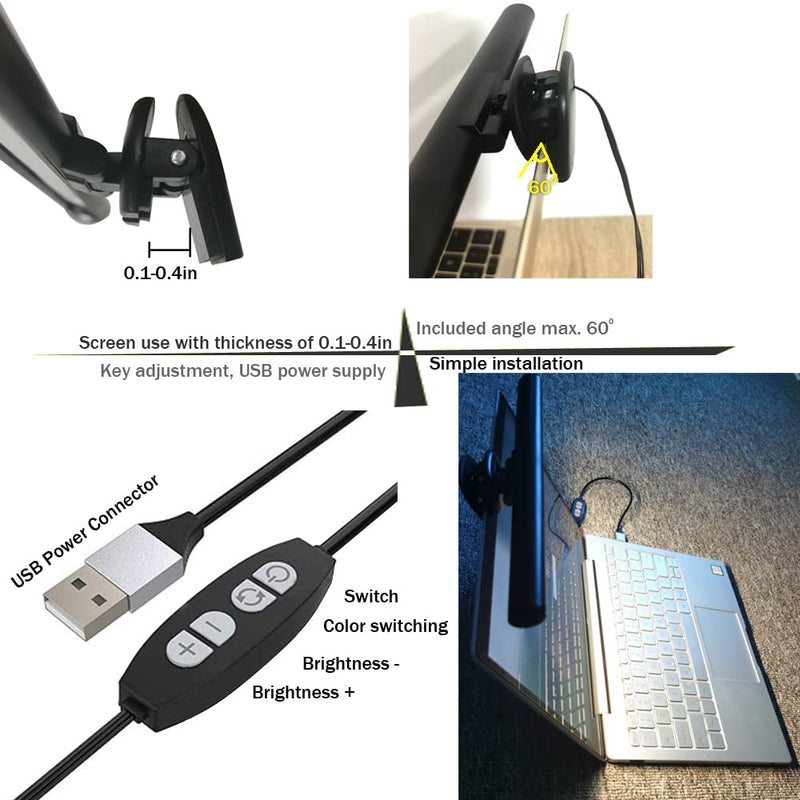  [AUSTRALIA] - Blikshin Monitor Light Bar for Laptop, Eye-Caring Screen Lighting, Reading Lamps bar, e-Reading LED Monitor Lamp, Adjustable Brightness/Color Temperature, No Screen Glare, Space Saving