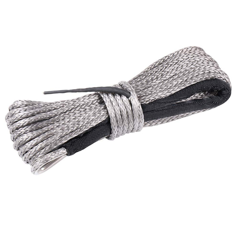  [AUSTRALIA] - TUPARTS 50' X 1/4" Grey Synthetic Winch Rope 10000 lbs Winch Rope Cable Line Replacement 4WD ATV UTV Truck Boat Trailer Off Road Recovery Winch Rope with Sheath (1 Pack) 1 Pack