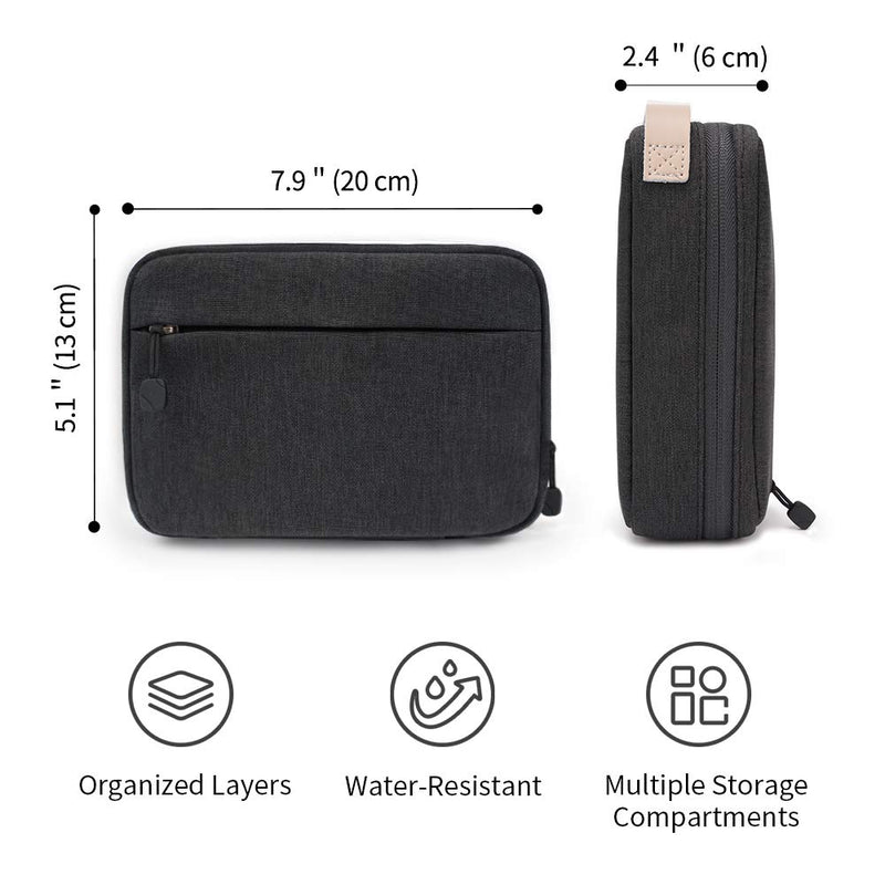  [AUSTRALIA] - pack all Electronic Organizer, Cable Organizer Bag, Cord Travel Organizer for Cables, Chargers, Phones, USB cords, SD Cards (Black) Black