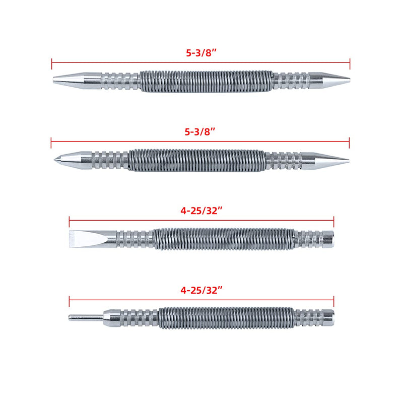  [AUSTRALIA] - BESTNULE 4-Piece Nail Setter Dual Head Nail Set & Dual Head Center Punch & Hammerless Cold Chisel & Hinge Pin Remover Punch Set, Nail Setter Features 1/8-in, 3/32-in, 3/16-in, 1/16-in, 5/16-in, 1/8-in