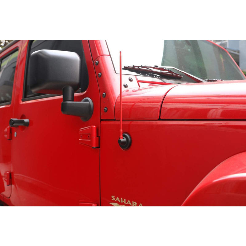  [AUSTRALIA] - Jamscar Red Antenna Compatible for Jeep Wrangler JK JL JKU Unlimited Sport Rubicon Sahara 2007-2023 | Short Heavy Metal Billet Antenna Accessories Replacement | for Optimized Truck Radio Reception