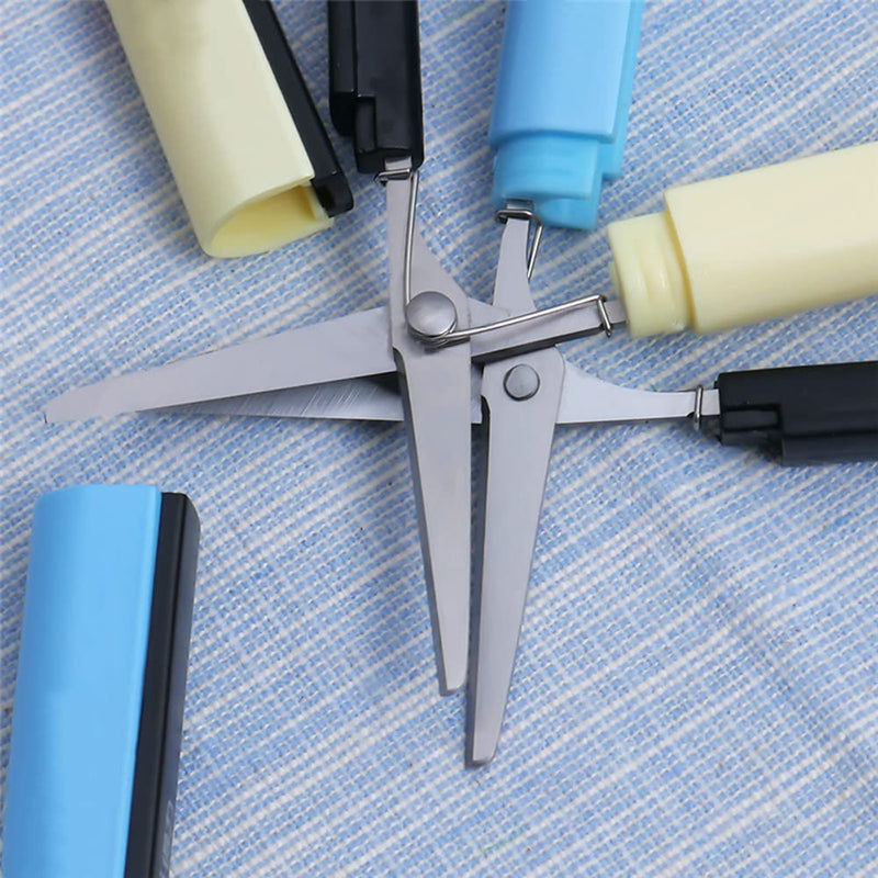 [AUSTRALIA] - MOTZU Set of 2 Portable Safe Scissor, Multipurpose Mini Folding Paper Cutting Scissors, Office School Supplies for Craft Sewing DIY Scrapbooking