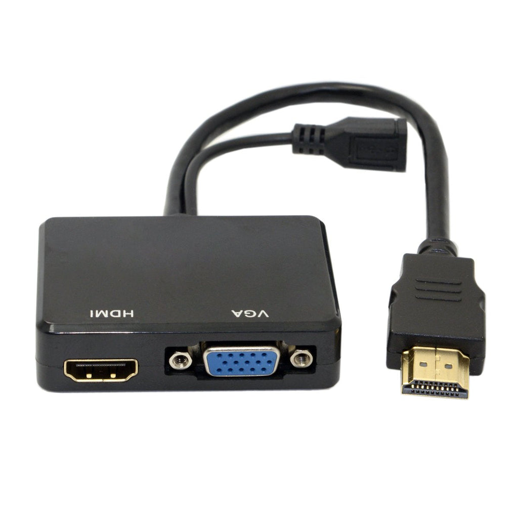  [AUSTRALIA] - Cablecc HDMI to VGA & HDMI Female Splitter with Audio Video Cable Converter Adapter For HDTV PC Monitor