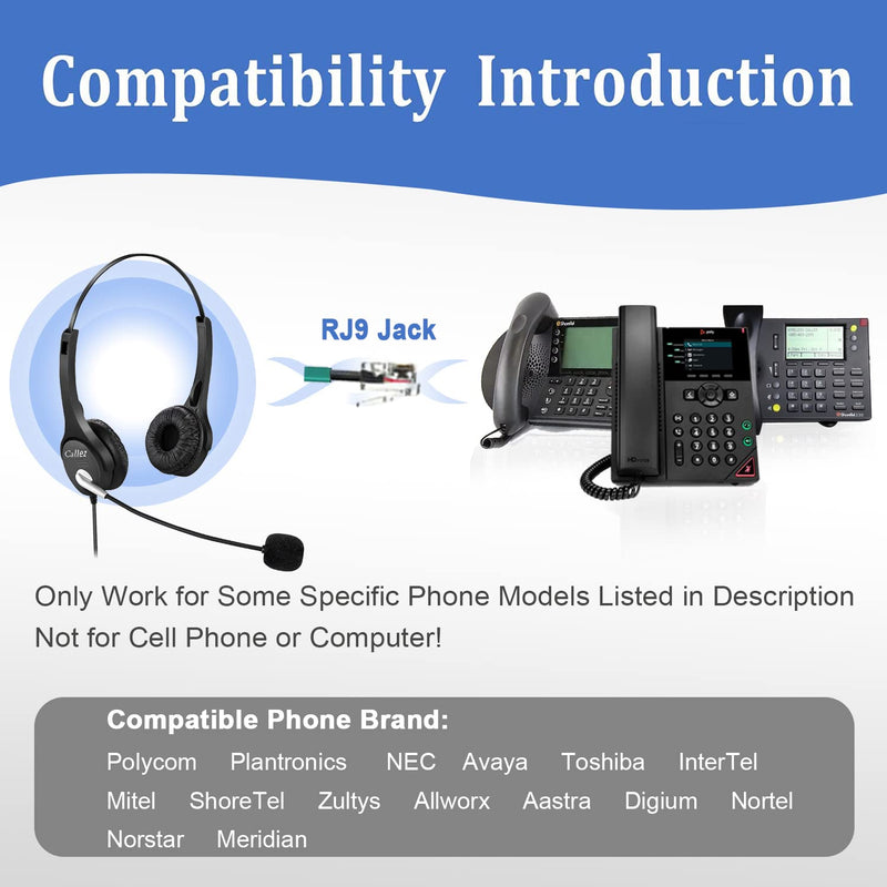  [AUSTRALIA] - Callez RJ9 Telephone Headsets with Noise Cancelling Mic Compatible with Polycom Mitel ShoreTel Plantronics Zultys Toshiba NEC Aspire Dterm Nortel Norstar Landline Deskphones