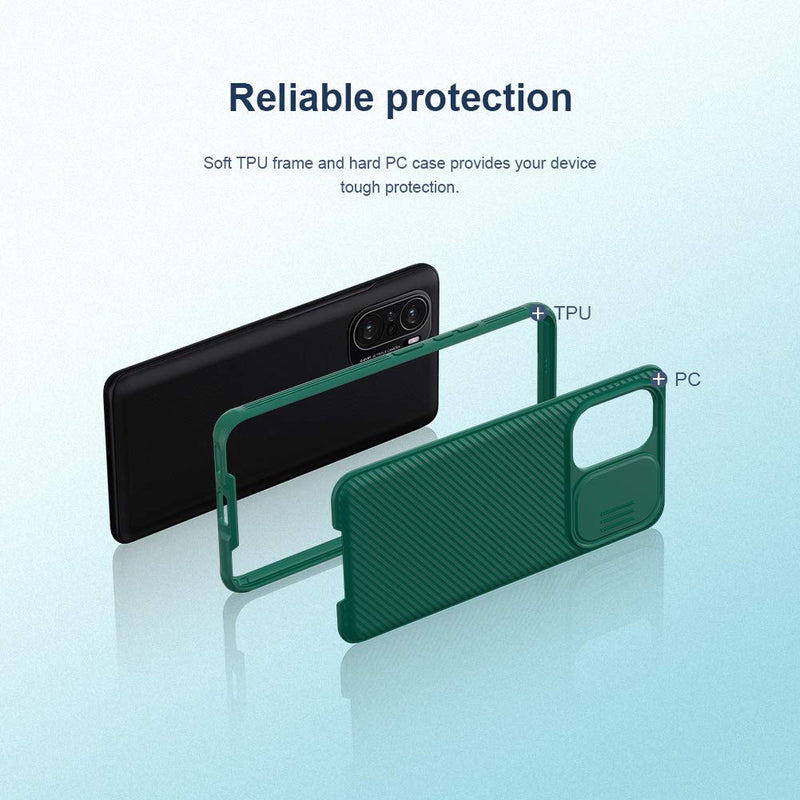  [AUSTRALIA] - DNGN Camera Protection Case for Poco F3,TPU Bumper PC Back Cover, Slide Lens Privacy Protection Shockproof Protective Case (Black) Black