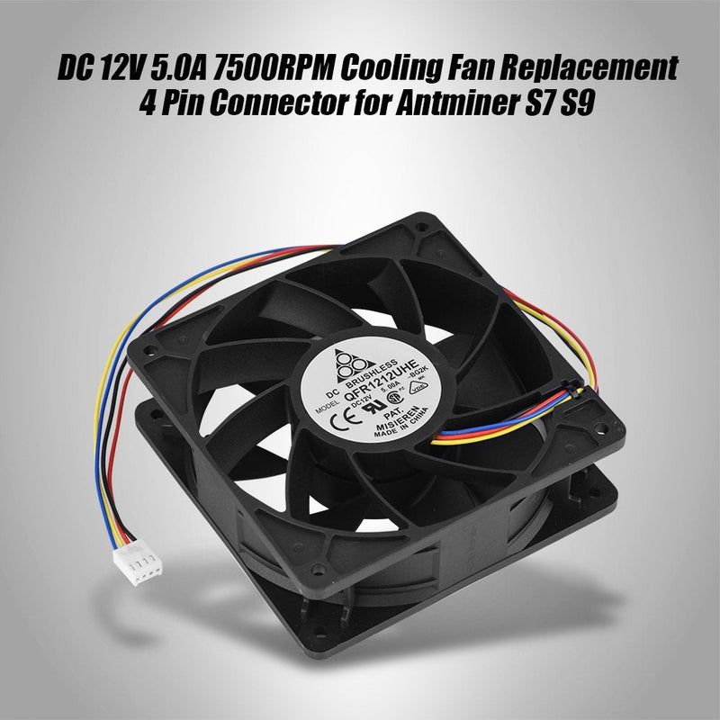  [AUSTRALIA] - Cooling Fan, DC 12V 5.0A Computer Case 7500RPM Cooling Fan Replacement 4 Pin Connector for Antminer S7 S9.