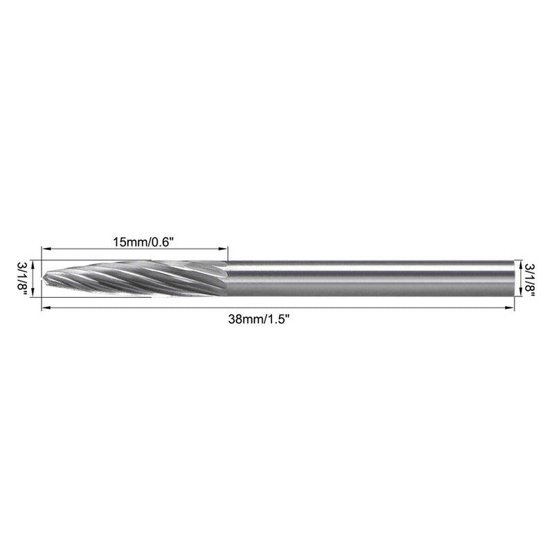 uxcell Tungsten Carbide Rotary Files 1/8" Shank, Single Cut Taper Shape Rotary Burrs Tool 3mm Dia, for Die Grinder Drill Bit Alloy Steel Hard Metal Carving Polishing Drilling, 2pcs - LeoForward Australia