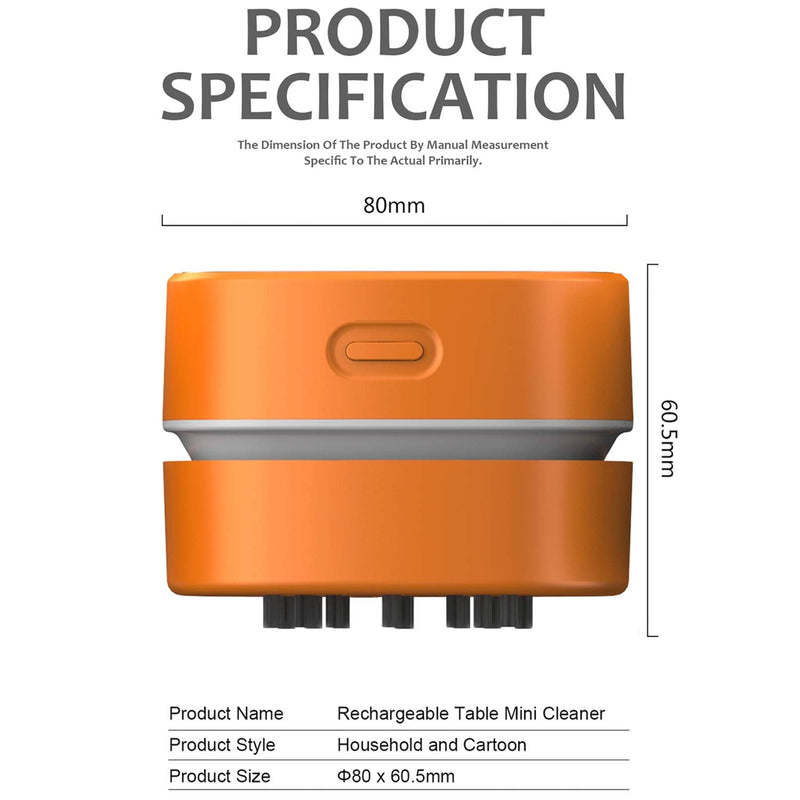  [AUSTRALIA] - ODISTAR Desktop Vacuum cleaner,Mini table dust sweeper Energy Saving,High endurance up to 400 mins,Cordless&360º Rotatable Design for Cleaning Hairs,Crumbs,Computer Keyboard of gifts for kids (orange) Orange