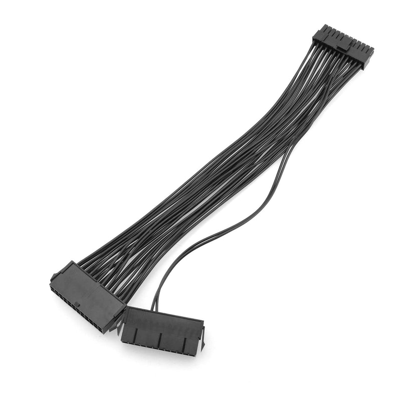  [AUSTRALIA] - DGHAOP Dual Multiple PSU Power Supply 24 Pin Extension Wire Splitter Adapter Kit, for ATX Motherboard, 24 pin to 20+4 pin 1 Feet, Black