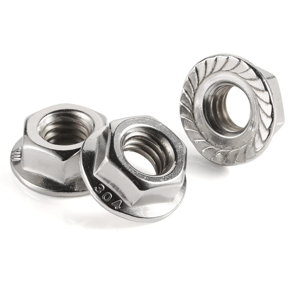  [AUSTRALIA] - M10-1.50 Serrated Flange Nut Hex Lock Nuts, Stainless Steel 304, Plain Finish, Quantity 25 M10-1.50 (25 PCS)