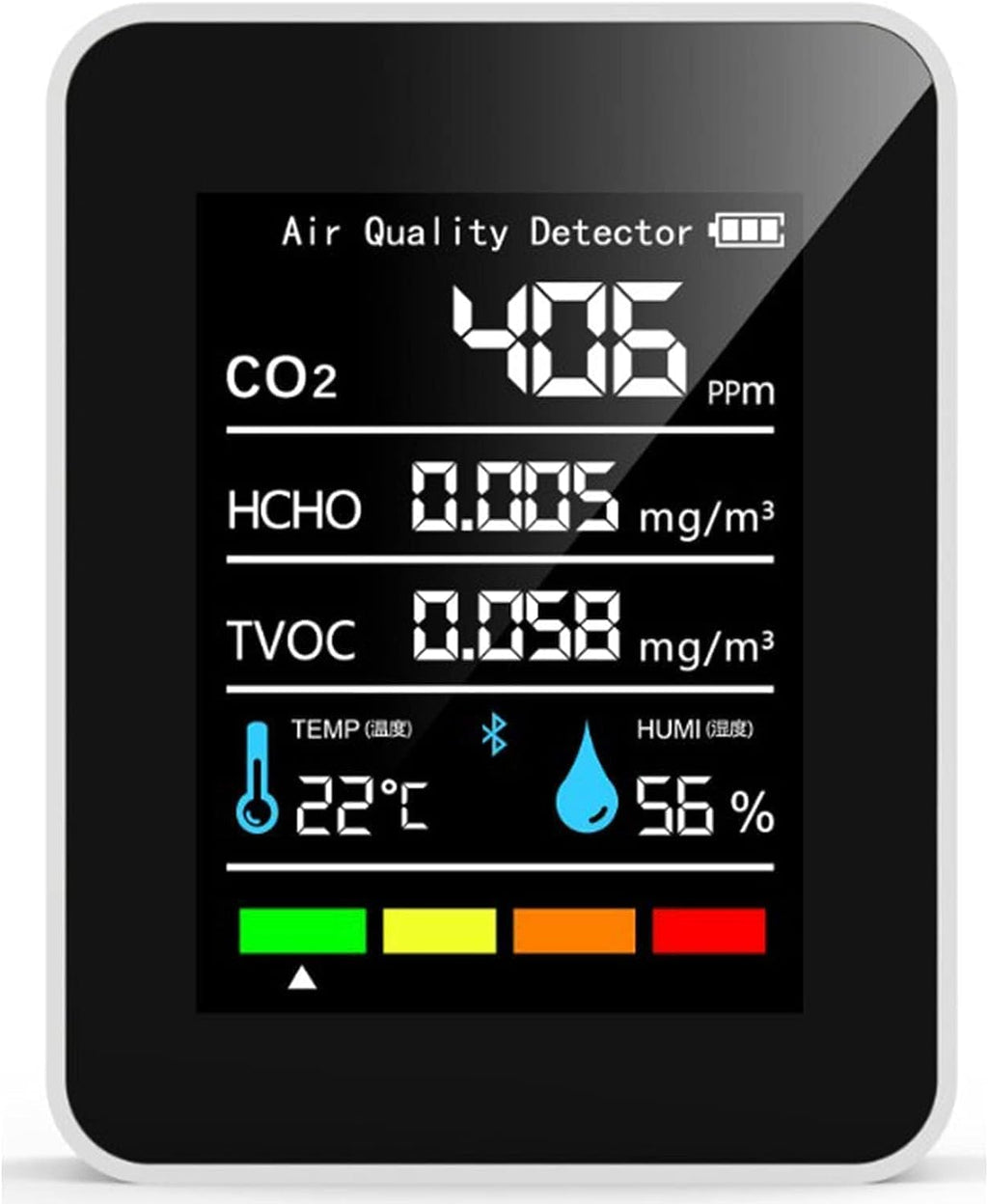  [AUSTRALIA] - CO2 Detector ABS Air Quality Monitor Battery Powered 5 in 1 Carbon Dioxide HCHO TVOC Temperature Humi Meter