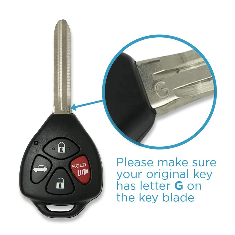 Keyless2Go Replacement for 2 New Keyless Entry Remote Car Key for Toyota Corolla Venza Avalon GQ4-29T with G Chip - LeoForward Australia