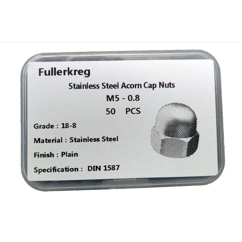  [AUSTRALIA] - FullerKreg M5-0.8 DIN 1587 A2 Stainless Steel Acorn Nut 50pcs M5 50PCS