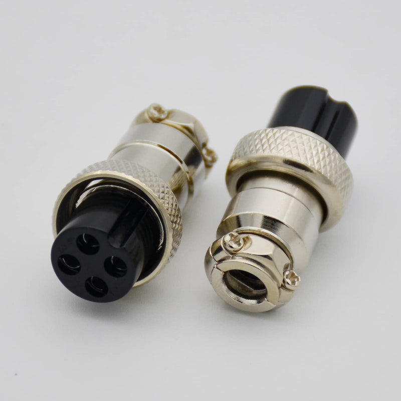  [AUSTRALIA] - Czyuntuo Aviation Plug Connector GX16 4 Pins Female Panel Metal Wire Connector 16mm Chassis Socket (5-Pack)