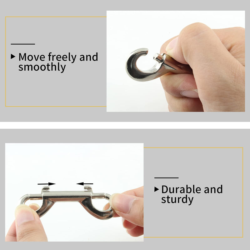  [AUSTRALIA] - Zorveiio 6 Pcs 2.7 Inch Double Ended Bolt Snaps Hook, Zinc Alloy Double Snap Hook Chain Clips for Dog Leash Key Chain Horse Tack Pet Feed Bucket Garage Use, Nickel