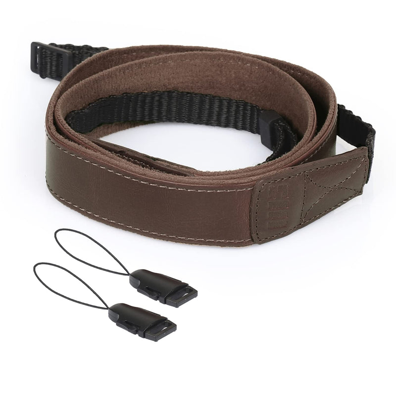  [AUSTRALIA] - MegaGear MG1519 SLR, DSLR Leather Shoulder or Neck Strap for Canon, Nikon, Samsung, Olympus, Sony, Fujifilm, Panasonic - Dark Brown, Compact