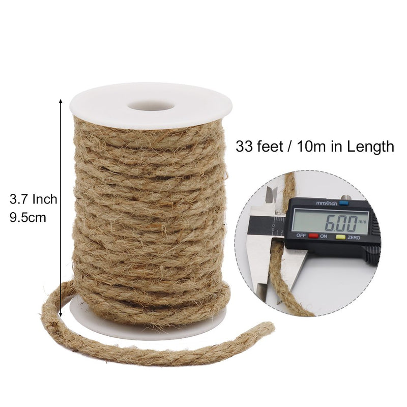  [AUSTRALIA] - Tenn Well 33 Feet 6mm Jute Rope Natural Jute Twine for Gardening, Bundling, Decorating, DIY & Arts Crafts(Brown) 33 FT