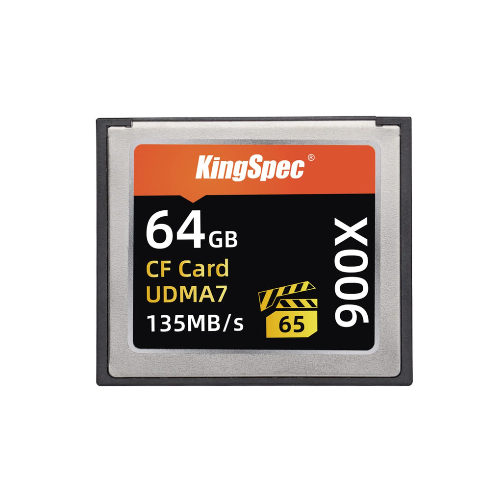  [AUSTRALIA] - KingSpec 64GB VPG-65 900X CompactFlash Memory Card, Compact Flash Camera Card with UDMA 7 - Speed up to 135 MB/s CF Card