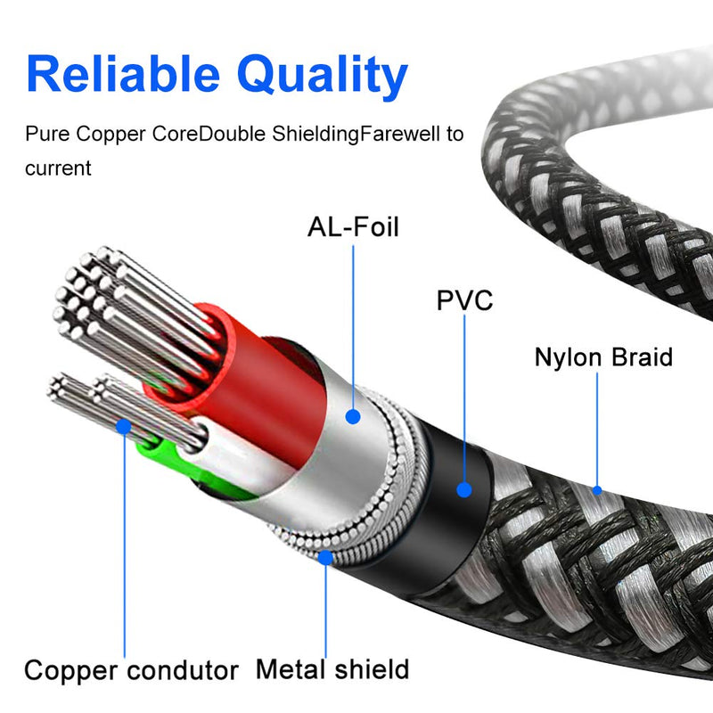 2 RCA Stereo Audio Cable 12 ft,Yeung Qee 2RCA Male to 2RCA Male Audio Stereo Subwoofer Cable Nylon-Braided Auxiliary Audio Cord for Home Theater, HDTV, Amplifiers, Hi-Fi Systems,Speakers (12FT/4M) 12FT/4M - LeoForward Australia