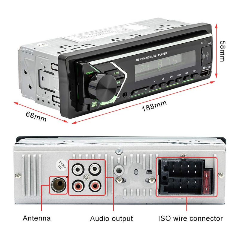 Car Stereo Car Stereo with Bluetooth Single din in Dash stereos for car, FM Car Radio Car Audio Support USB, SD Card ,AUX in, with Wireless Remote Control - LeoForward Australia