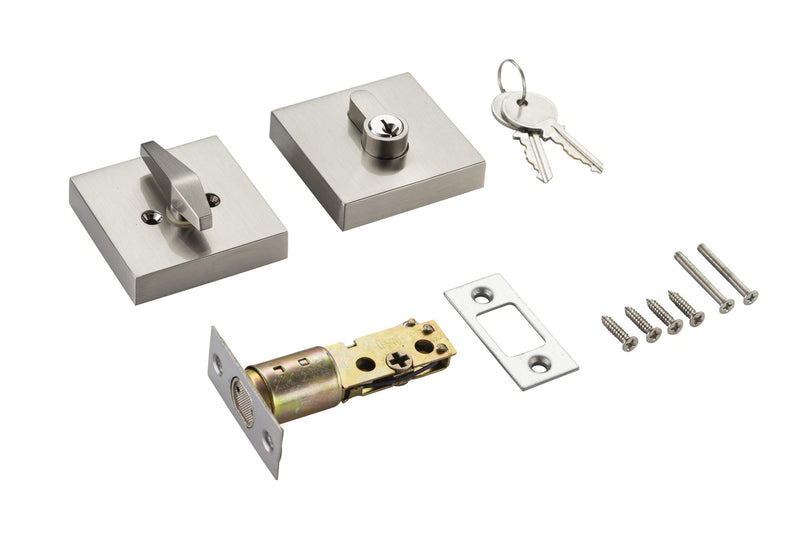 Berlin Modisch Contemporary Square Single Cylinder Deadbolt Lock for Front Door Entrance Modern High Security Heavy Duty – Satin Nickel Finish Brushed Nickel Finish Deadbolt [Single Cylinder] - LeoForward Australia