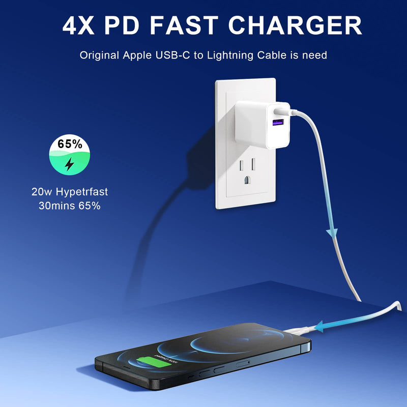  [AUSTRALIA] - iPhone 13 Pro Max Fast Charging Block, Upgraded [SAFTY Certified] 20W Wall Charger Block USB C Dual Port Quick Charging Adapter Compatible with iPhone 13 Pro Max iPhone 12 Pro Max Airpods Pro
