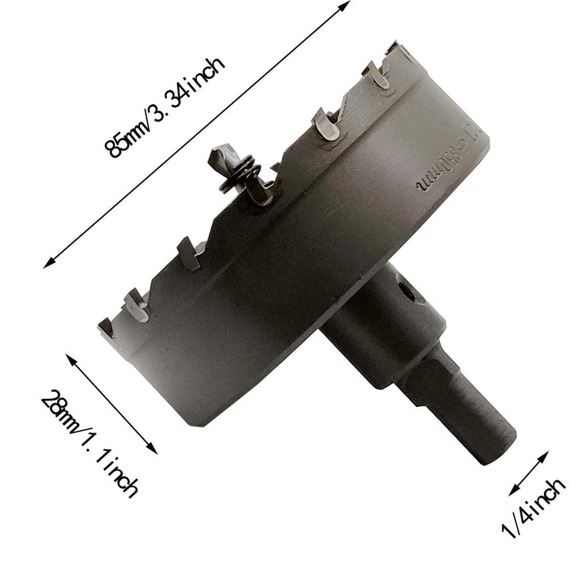 ZLYY 85mm / 3.34 inch Carbide Hole Saw, TCT Cutter Drill Bit, Metal Cutting Hole Saw for Metal Stainless Steel Wood Aluminum - LeoForward Australia