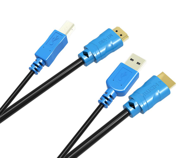  [AUSTRALIA] - 2 Packs USB HDMI KVM Cable 10ft 4K HDMI USB A to HDMI USB B Twin Cord for Standard KVM Switch 10ft