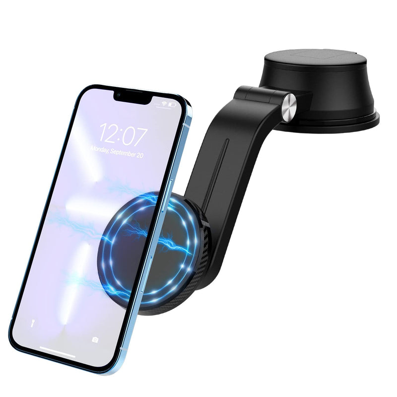  [AUSTRALIA] - OUTXE Magnetic Dashboard Car Mount Compatible with Magsafe iPhone 14 13 12 Mini Pro Max, 360° Rotation Cell Phone Holder Automobile Cradles Magnet Dash Carmount -Black