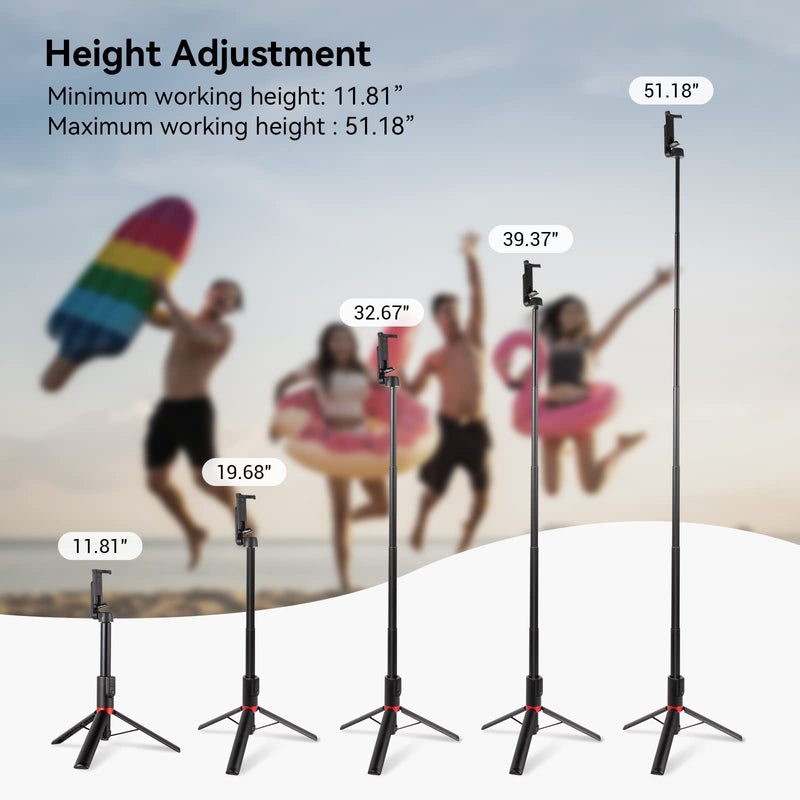  [AUSTRALIA] - SmallRig 51" Cell Phone Selfie Stick Tripod with Bluetooth Remote Extendable Travel Smartphone Tripod Stand,Portable,Lightweight Tripods for TIK Tok, Video Conference - 3375B