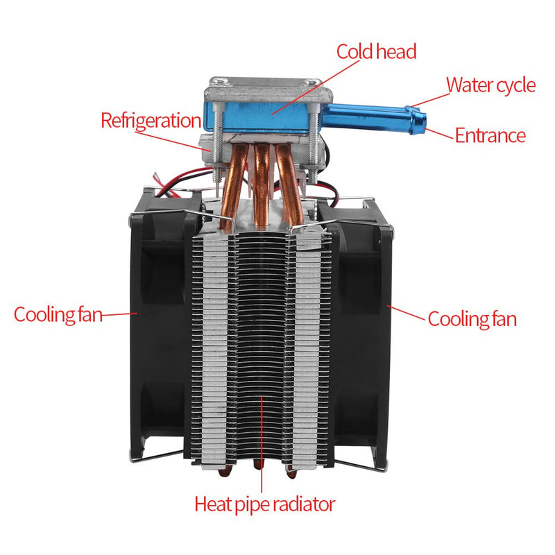  [AUSTRALIA] - 12V Semiconductor Refrigeration Cooler Thermoelectric Peltier Water Cooling System DIY Device with Fan