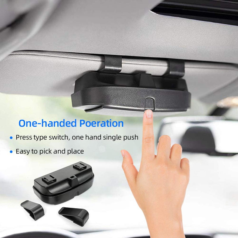  [AUSTRALIA] - Number-One Car Visor Sunglass Case Holder Clip, Eye Glasses Storage Box with Double Card Slots Car Sunglasses Organizer Mount General for All Car Models (Black)