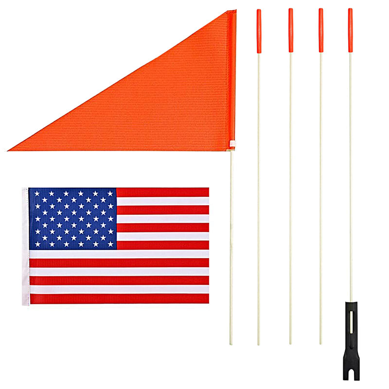  [AUSTRALIA] - Bike Safety Flag/USA Flag Six Foot Heavy Duty Fiberglass Pole Polyester Full Color Tear-Resistant Waterproof Flag Orange Safety Flag Eagle Flag and American Flag 1