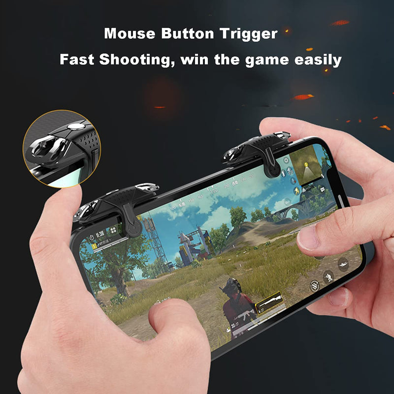  [AUSTRALIA] - L1R1 Mobile Gaming Triggers Controller, for Phone Android iPhone PUBG Cod Joystick Game Pad Controller Shoot Aim Buttons iOS Knives Out/Rules of Survival Shooter, Triggers for Mobile Gaming, 1 Pair Black