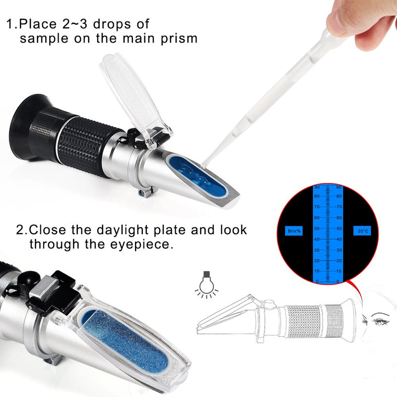 0-90% Brix Meter Refractometer,V-Resourcing Portable Hand Held Sugar Content Measurement for Sugar, Food, Fruit, Beverages Honey - LeoForward Australia