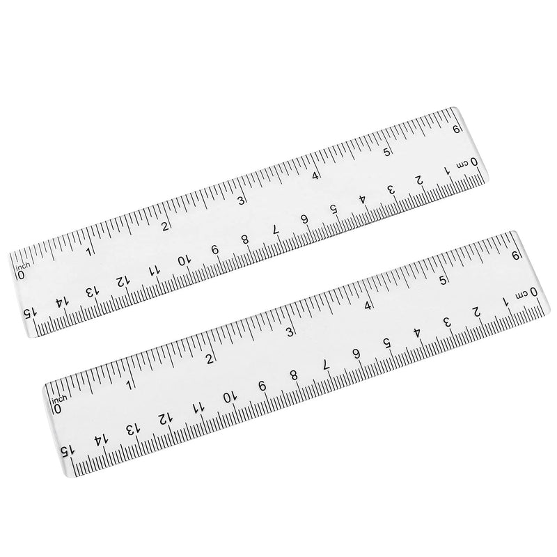  [AUSTRALIA] - JCBIZ 5pcs Plastic Transparent Ruler 15cm Straight Ruler Measuring Tool with Inches and Metric Measuring for Student School Office