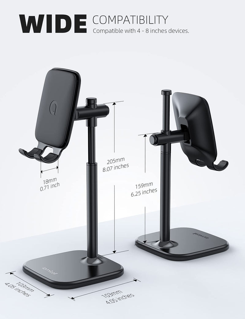  [AUSTRALIA] - Cell Phone Stand, Lamicall Phone Holder - Height Angle Adjustable Mobile Phone Stand for Desk, Office, Compatible with iPhone 13, 13 Pro, Pro Max, Mini 12 11 X Xr 8 7 6 Plus, 4-10'' Cellphone & Tablet