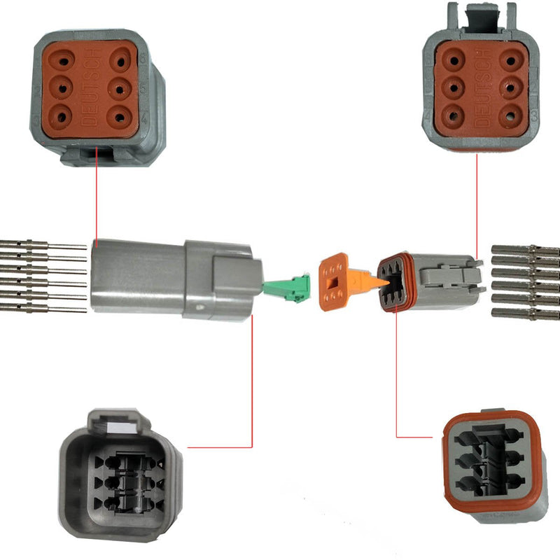  [AUSTRALIA] - Lightronic 5 Set Deutsch 6 pin Connector Kit with Housing, Pins and Seals Terminals 16-20AWG 6Pin