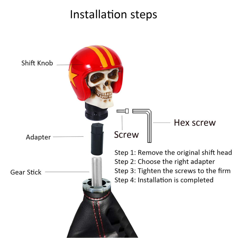  [AUSTRALIA] - Bashineng Automatic Stick Shift Head, Skull Soldier Style Gear Shifter Knob Fit for Most Universal Manual Cars (Red) red