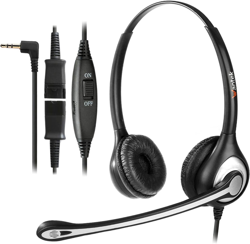  [AUSTRALIA] - 3.5mm Telephone Headset with Microphone Noise Cancelling & Quick Disconnect, Dual-Ear Office Phone Headset Work for Alcatel-Lucent IP Touch 4028 4029 4038 4039 4068 8028 8029 8039 Landline Phones Binaural