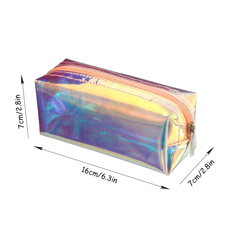 4 Pieces Holographic Makeup Bag Iridescent Cosmetic Pouch Cosmetic Bag Portable Waterproof Toiletries Bag for Women Girls - LeoForward Australia