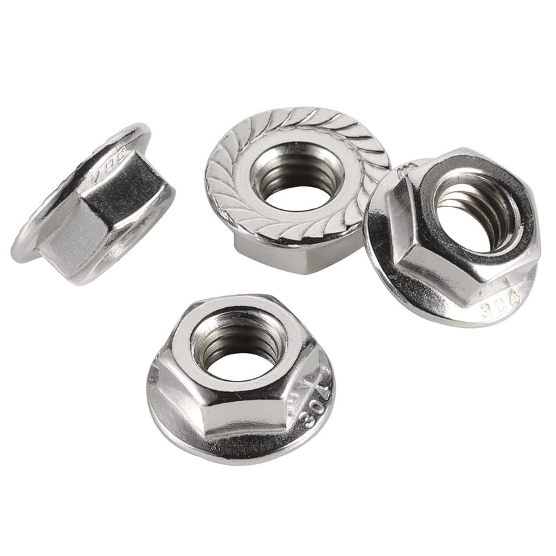  [AUSTRALIA] - M10-1.50 Serrated Flange Nut Hex Lock Nuts, Stainless Steel 304, Plain Finish, Quantity 25 M10-1.50 (25 PCS)