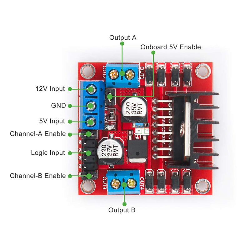  [AUSTRALIA] - KeeYees L298N Motor Drive Controller Board Stepper Motor Control Module Dual H-Bridge with DC Motor and Smart Car Wheel Compatible with Arduino