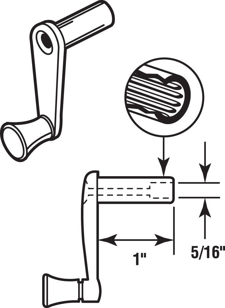  [AUSTRALIA] - Prime-Line Products R 7007 Window Handle with 1-Inch Stem and Swivel Knob, Diecast,(Pack of 2)