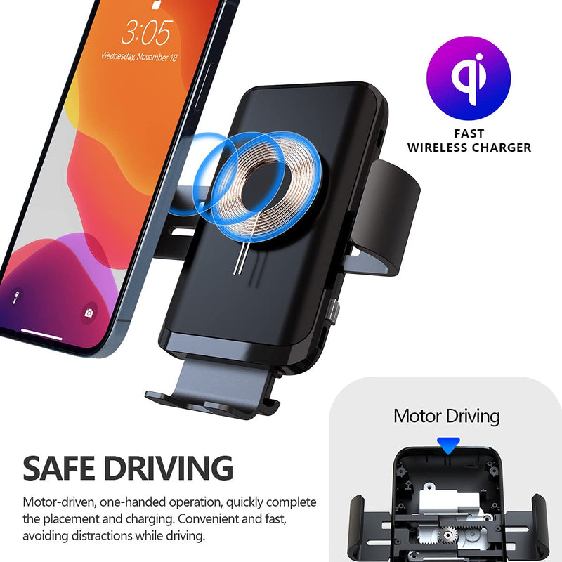  [AUSTRALIA] - JOYVEVA Wireless Car Charger, Fast Charging Auto Clamping Car Mount, Air Vent Dashboard Car Phone Holder for iPhone13 Series/12/11/X/XR/Pixel 6/Galaxy Note21 Ultra/S21(with QC3.0 Car Adapter)