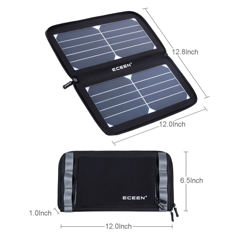  [AUSTRALIA] - ECEEN Solar Charger Panel with 10W High Efficiency Sunpower Cells & Smart USB Output for Smart Mobile Phone Tablets Device Power Supply Waterproof Portable Foldable Travel Camping Outdoor Activities Black