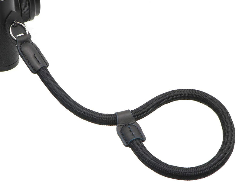  [AUSTRALIA] - HITHUT Quick Release Camera Hand Strap Wrist Strap for SLR DSLR Digital Mirrorless Cameras Adjustable Climbing Rope Black