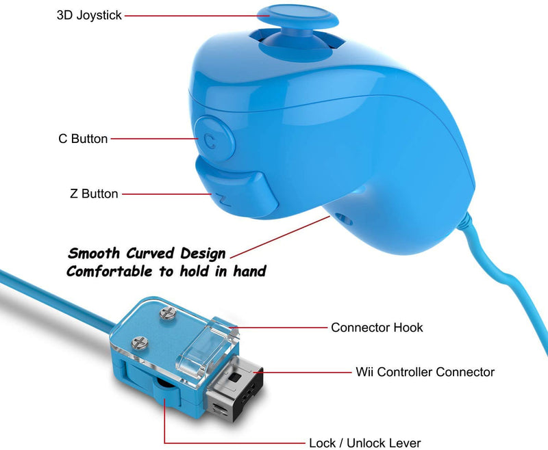  [AUSTRALIA] - Wii Wireless Remote Motion Controller, Built-in Motion Plus Controller Remoto e Nunchuck con Custodia in Silicone per Wii (Blue) Blue