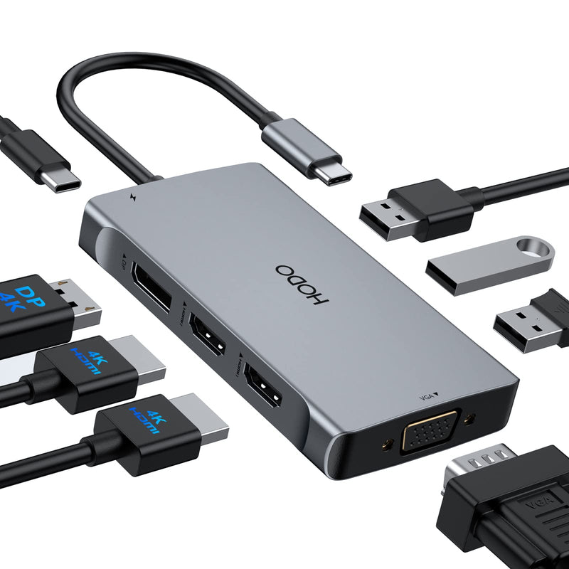 [AUSTRALIA] - USB C Docking Station Dual Monitor Adapter,USB C Hub Multi Monitor Connector with 2 HDMI,Displayport,VGA,100W PD,3 USB Ports,8 in 1 USBC Port Replicator for Dell/HP/Surface and More Laptops 8 in 1 USB C Hub
